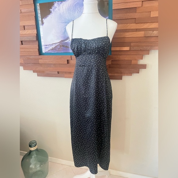 Zara Black and White Spaghetti Strap Midi Dress - Picture 1 of 11